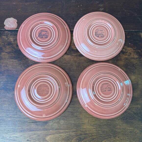 Fiesta FiestaWare Set of 4 Vintage Original Rose Pink 6 Inch Saucer Plates - Picture 3 of 5